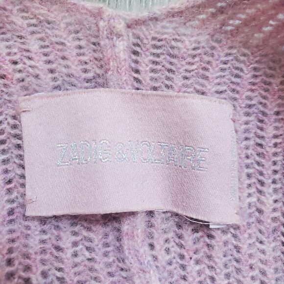 Zadig & Voltaire Cashmere Wrap Scarf Shawl Purple Pointelle Knit - Picture 2 of 11